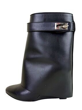 GIVENCHY “SHARK LOCK” PANT ANKLE BOOTS IN BLACK LEATHER